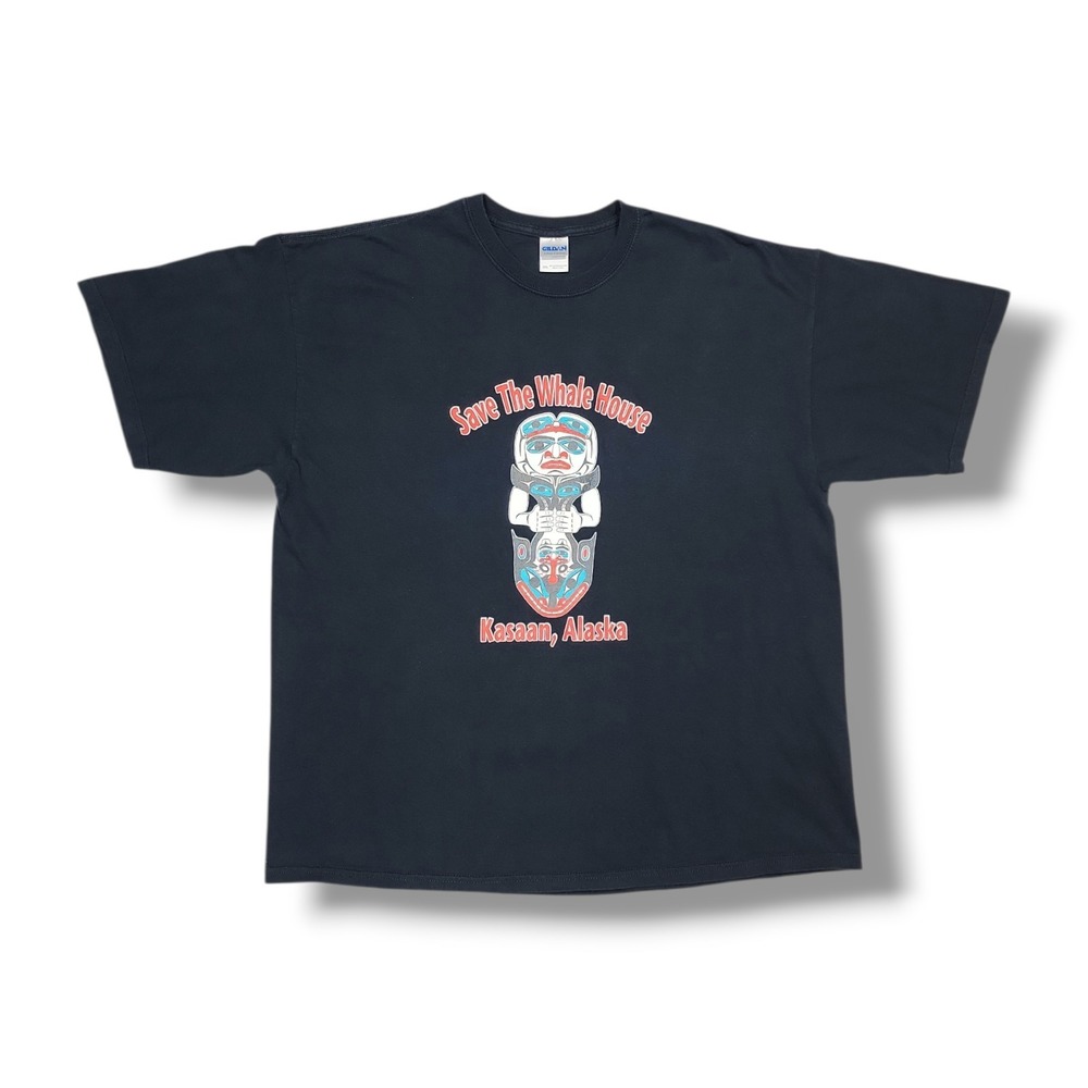 Save The Whale House Kasaan, Alaska Black Gildan T-Shirt Men's 2XL